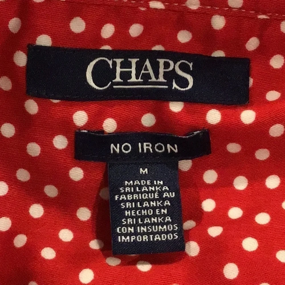 Chaps red floral button front shirt Medium - Picture 6 of 7